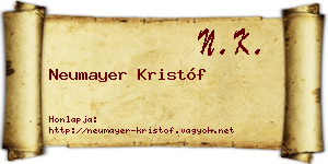Neumayer Kristóf névjegykártya